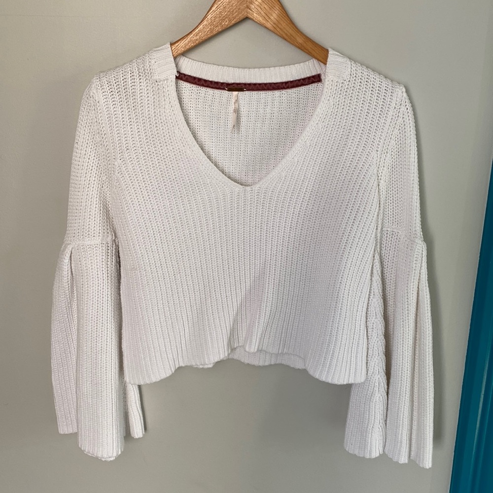 White Free People Cropped Sweater
